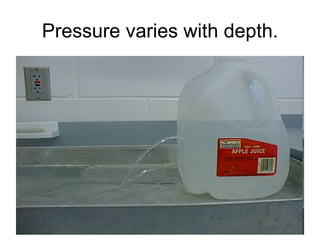 Pressure varies with depth. 