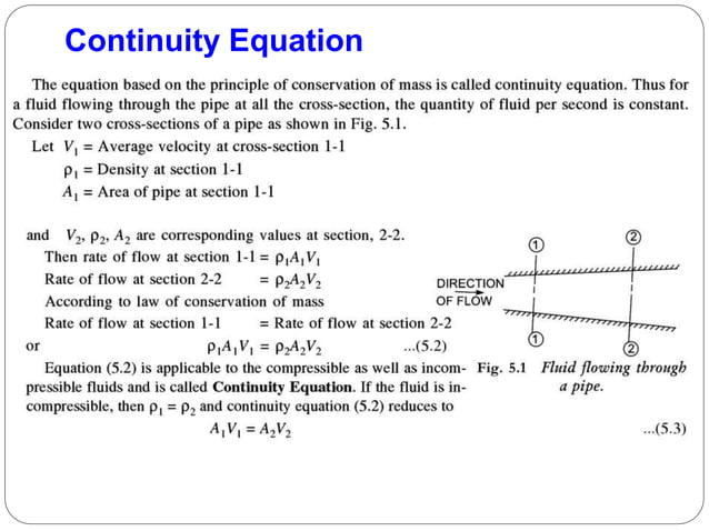Fluid mechanics - Applications of continuity equation | PPTX | Physics ...