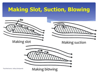 Making Slot, Suction, Blowing
Making slot Making suction
Making blowingFluid Mechanics- Aditya Deshpande 89
 