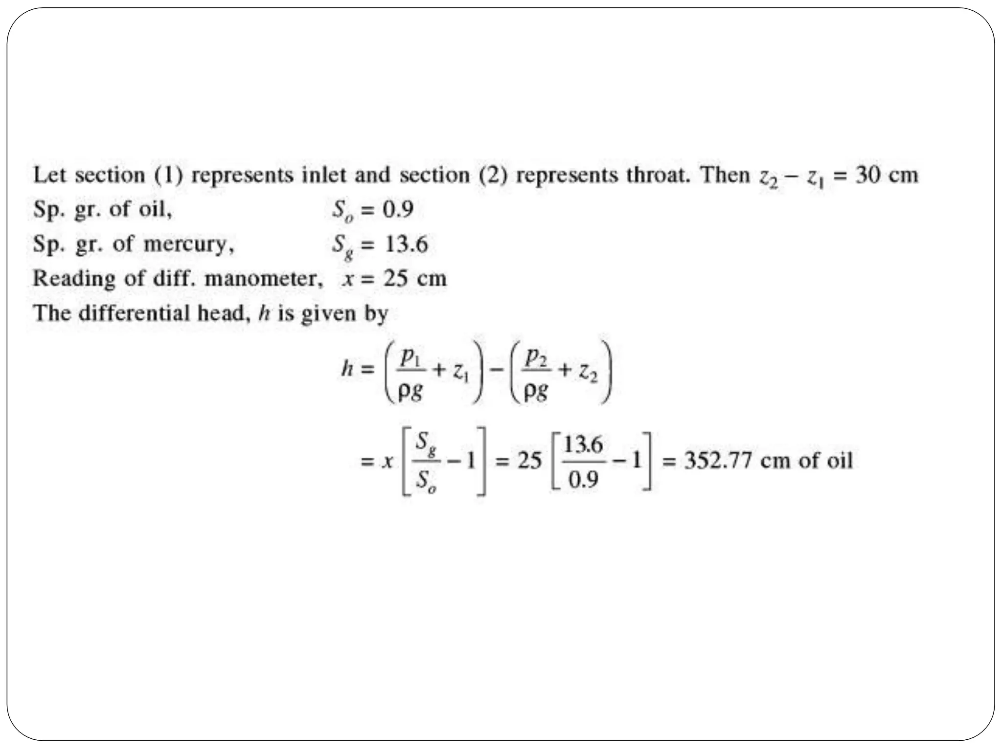 Fluid mechanics - Problems on Orificemeter and Inclined Venturimeter