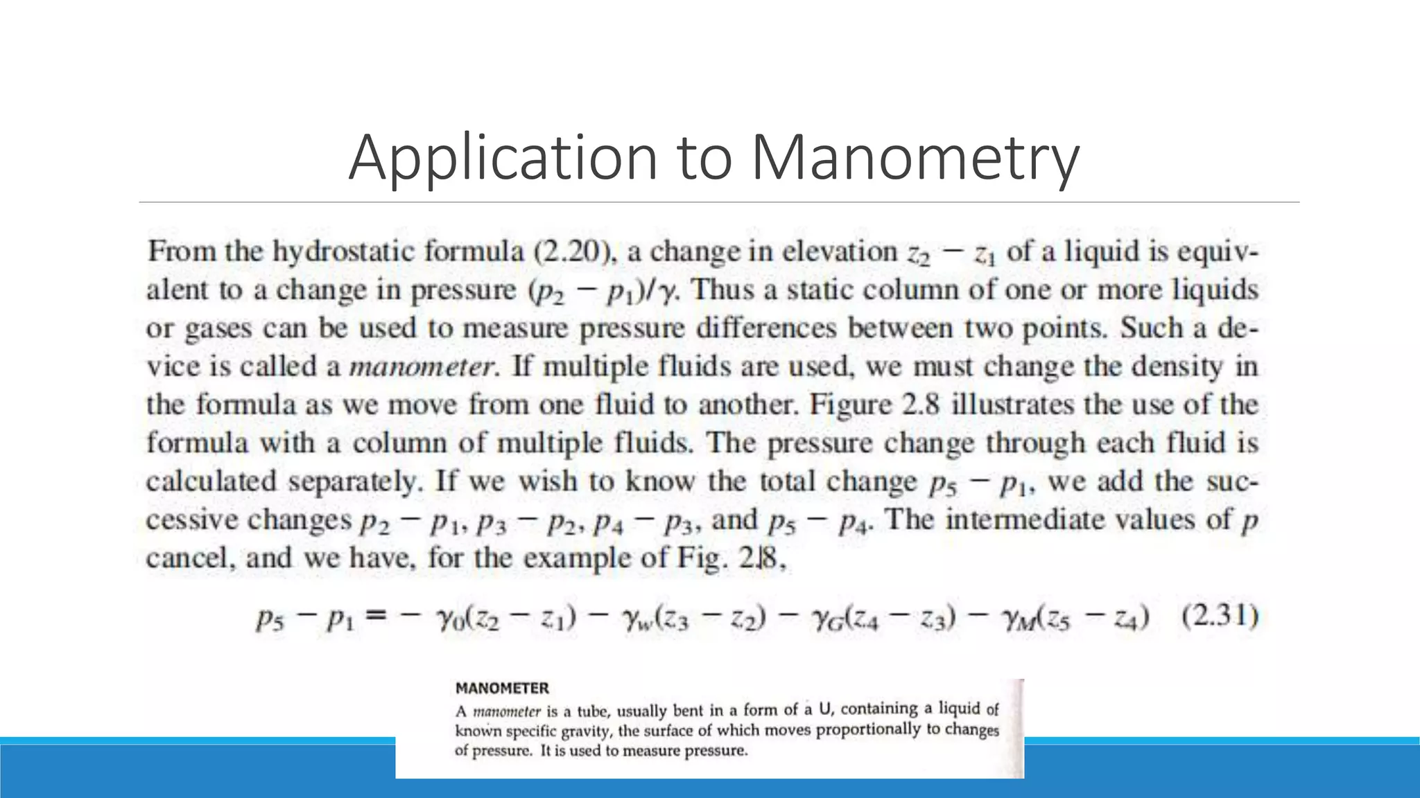 Application to Manometry
 