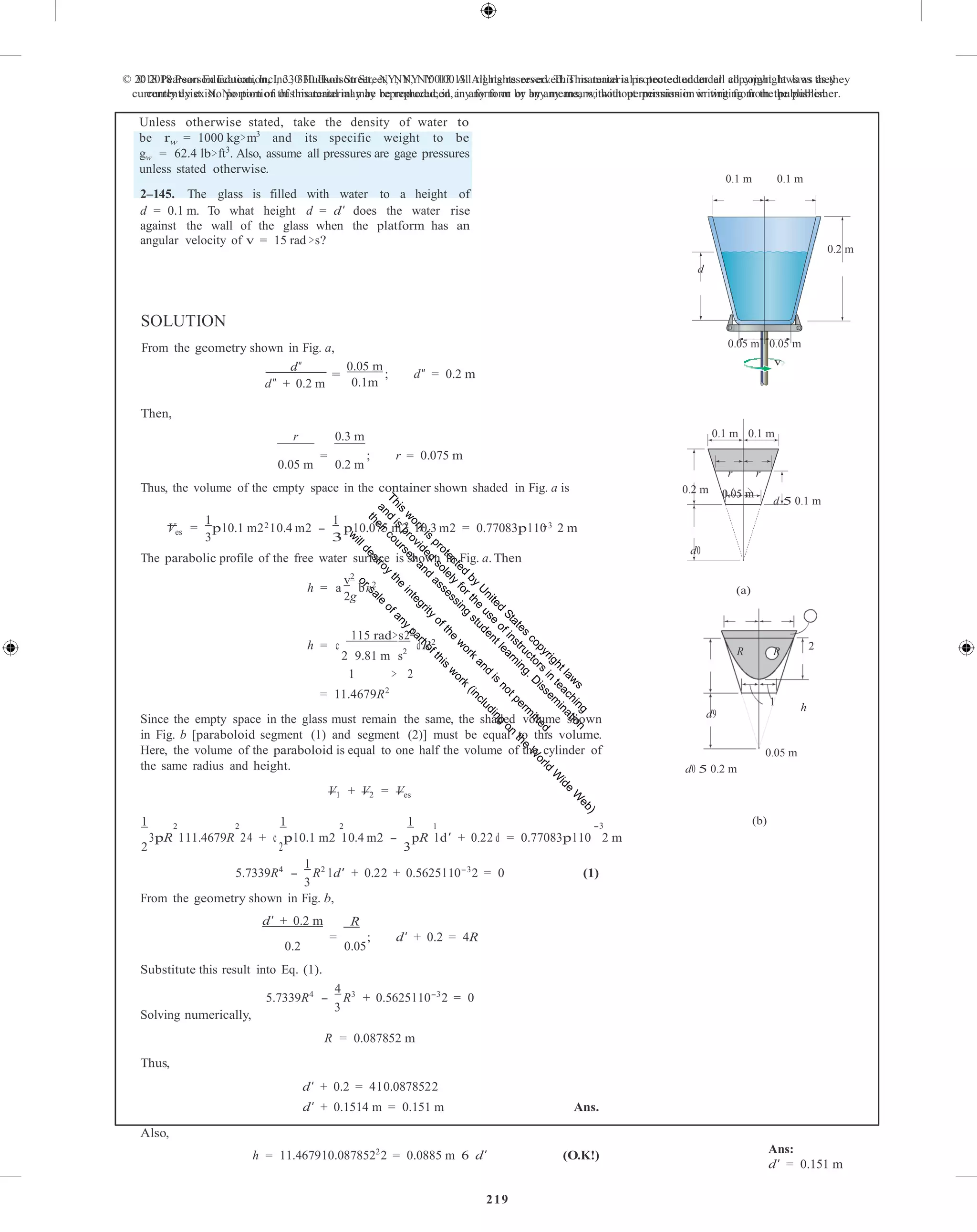 Fluid mechanics 2nd edition hibbeler solutions manual | PDF