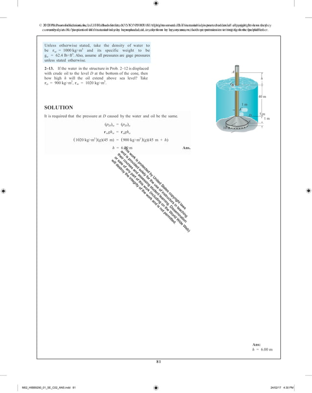 Fluid mechanics 2nd edition hibbeler solutions manual PDF