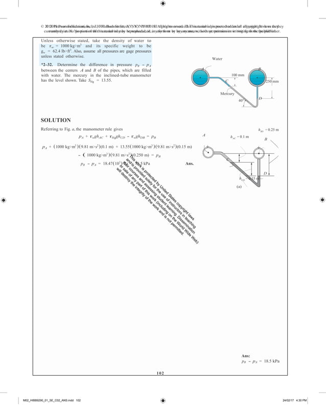 Fluid mechanics 2nd edition hibbeler solutions manual PDF