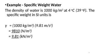 Water Unit Weight Fluid Mechanics and Hydraulics _Lec 01_fundamental concepts_Omeaga.ppt