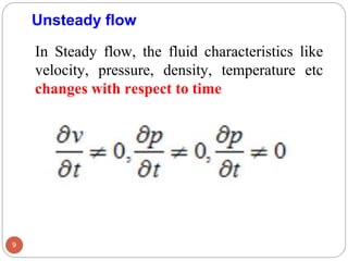 Fluid mechanics and machinery - Flow characteristics of Fluid | PPTX