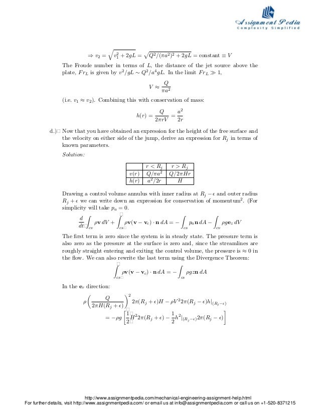 Fluid mechanics homework help