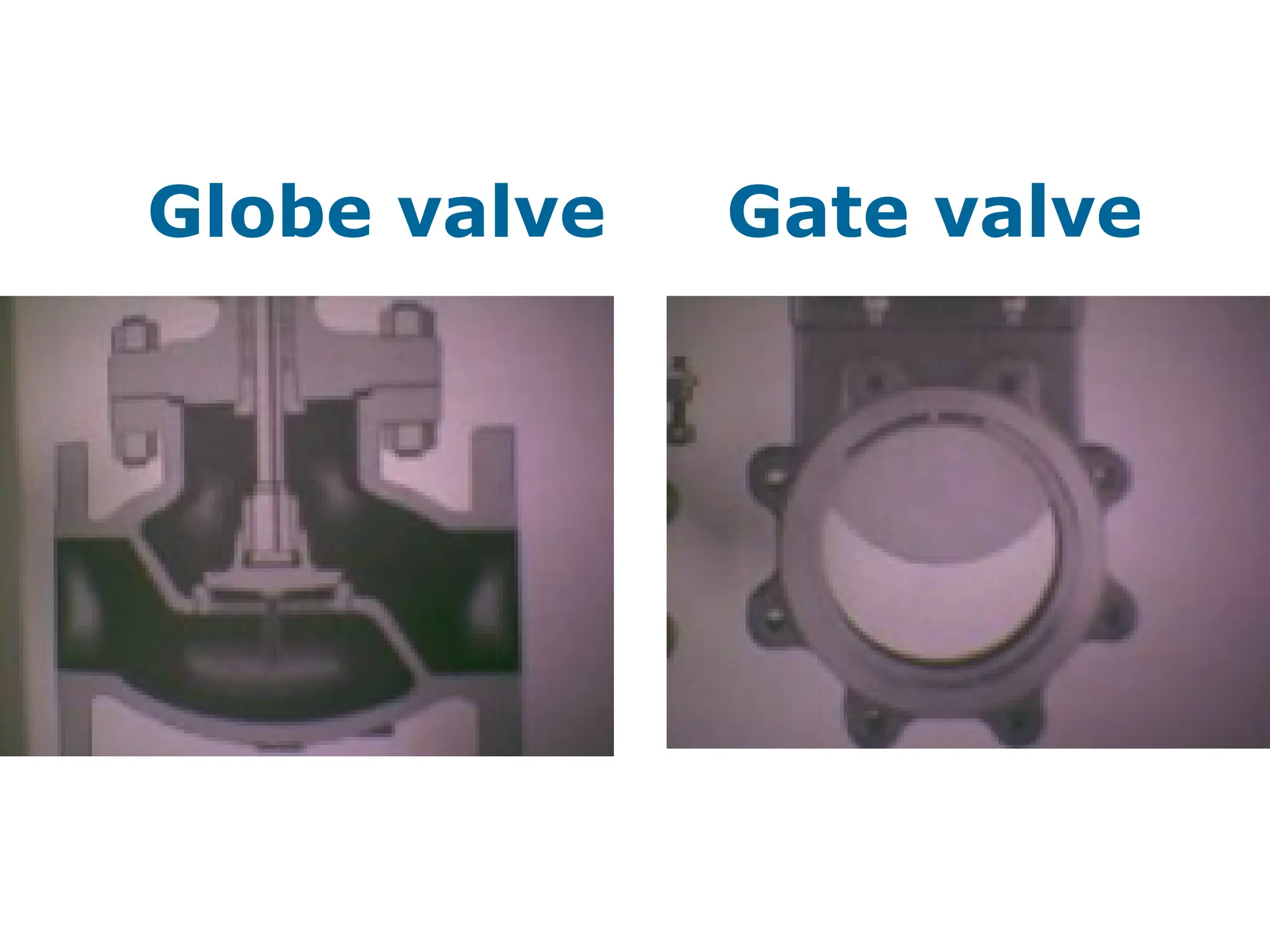 Globe valve Gate valve
 