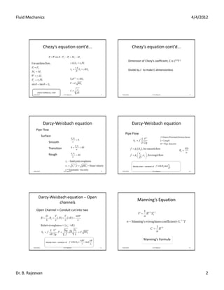 Fluid mechanics rajeevan sir ii-handouts | PDF
