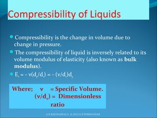 Liquid Compresibility Fluid properties | PPT