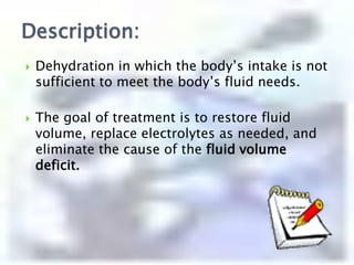 HYPOTONIC SOLUTIONLesser pressure than that of the blood serumFluid shifts from the hypotonic solution into the more concentrated compartment to equalize the concentrationsSolutions have a lower concentration of solutes and is more dilute than extracellular fluid . Net movement extracellular to intracellular		Examples :	1/2 Normal Saline; 1/3 Normal Saline* Causes the cell to swell