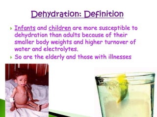 Clinical manifestations (hyperkalemia)-ABD cramping, nausea, diarrhea-Lower extremities muscle weakness-Irritability-Paresthesias of face, tongue, feet and hands-Flaccid muscle paralysis-Bradycardia, irregular heart rate, cardiac standstill-ECG changesTall, peaked T waves, prolonged PRWidened QSR 