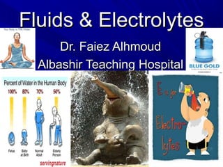 Fluids & ElectrolytesFluids & Electrolytes
Dr. Faiez AlhmoudDr. Faiez Alhmoud
Albashir Teaching HospitalAlbashir Teaching Hospital
 