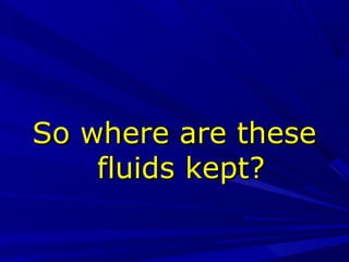 Compartments ofCompartments of
Body FluidsBody Fluids
Intercellular
Intravascular
Interstitial
40%
16%
4%
Body Water = 60%...