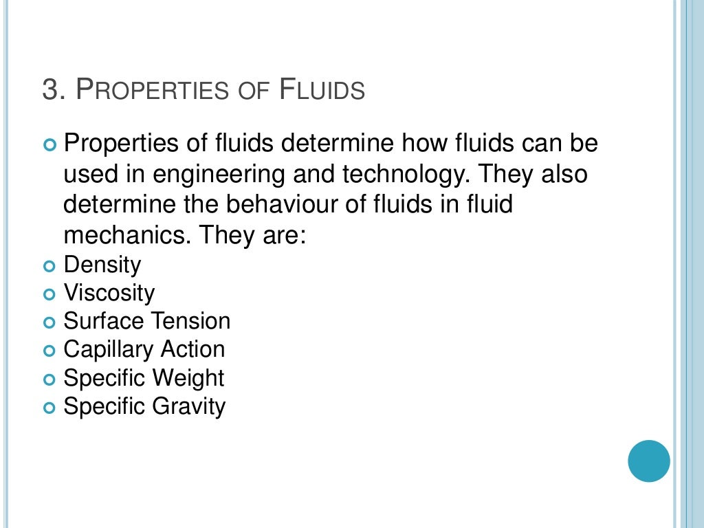 Fluids and their properties