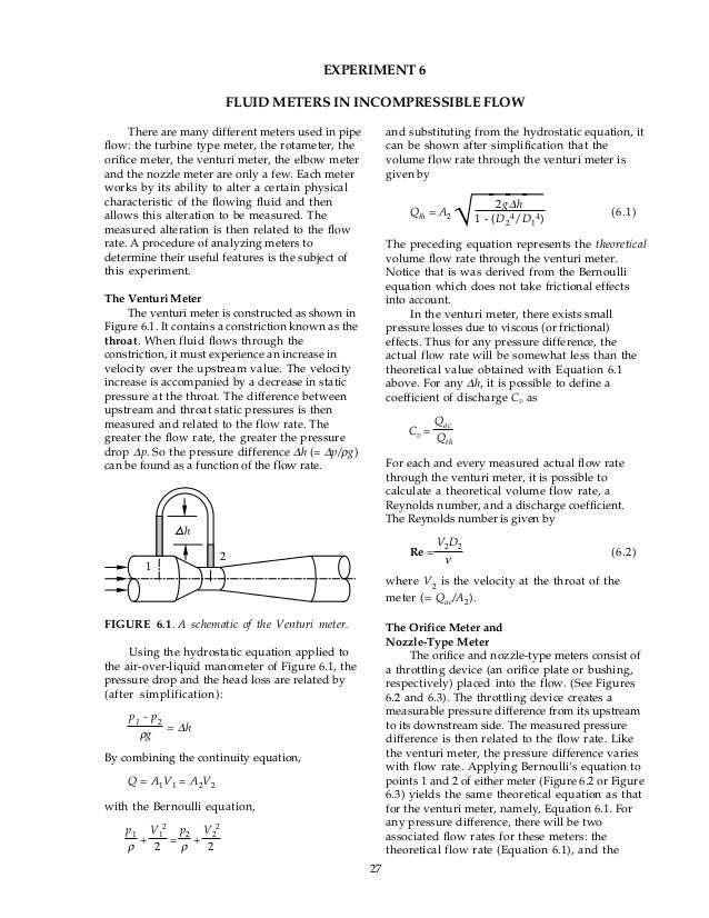 😀 Flow measurement lab report discussion. Venturi Meter Experiment Free