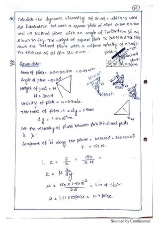 Fluid Statics Notes.pdf Unit I - Fluid statics Hand written notes | PDF