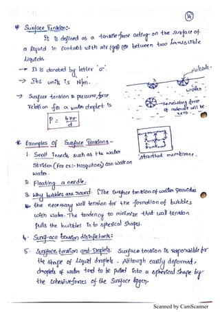 Fluid Statics Notes.pdf Unit I - Fluid statics Hand written notes | PDF