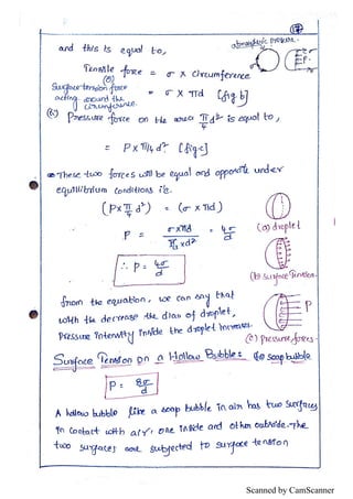 Fluid Statics Notes.pdf Unit I - Fluid statics Hand written notes | PDF