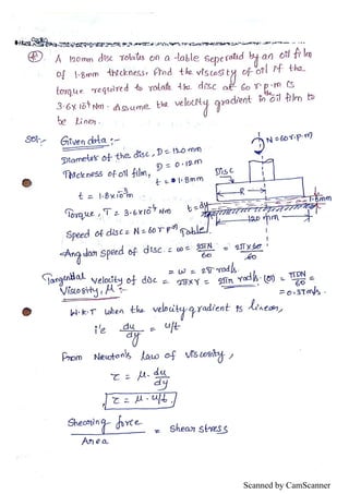 Unit I - Fluid statics Hand written notes | PDF