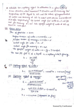 Fluid Statics Notes.pdf Unit I - Fluid statics Hand written notes | PDF