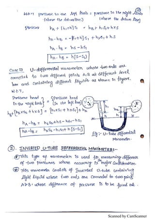 Fluid Statics Notes.pdf Unit I - Fluid statics Hand written notes | PDF