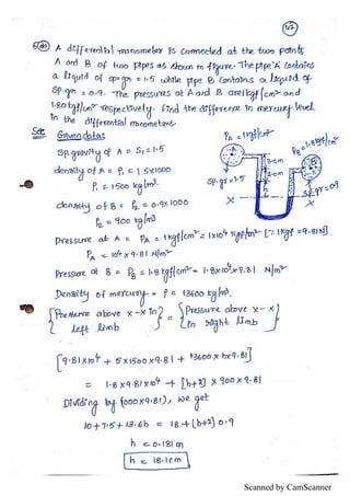 Fluid Statics Notes.pdf Unit I - Fluid statics Hand written notes | PDF