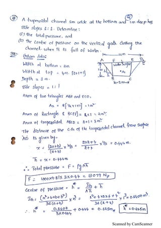 Fluid Statics Notes.pdf Unit I - Fluid statics Hand written notes | PDF
