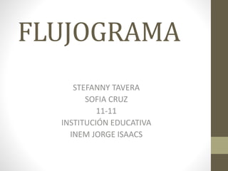 FLUJOGRAMA
STEFANNY TAVERA
SOFIA CRUZ
11-11
INSTITUCIÓN EDUCATIVA
INEM JORGE ISAACS
 