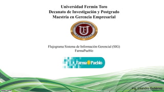 Universidad Fermín Toro
Decanato de Investigación y Postgrado
Maestría en Gerencia Empresarial
Flujograma Sistema de Información Gerencial (SIG)
FarmaPueblo
Ing. Leandro Gutiérrez
 
