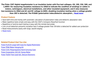 Fluke 1507 Digital Megohmmeter Insulation Resistance Tester