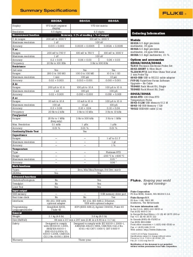 Fluke 8845A Service Manual
