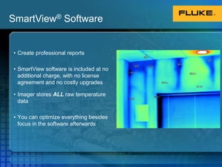 Focus is CRITICALFocusing an IR imager is different than a visible cameraVisible detector array has far more elementsInfrared images are naturally less sharp IR wavelengths are more than an order of magnitude longervisible light cameras measure reflected radiation not emitted; IR imagers must measure emitted radiation to determine temperature sharp edges can exist between a black line and a white line but sharp edges can not exist between a hot line and a cold lineBest focus is critical for accurate temperature measurementsAnything but focus can be modified/optimized later with PC softwareUnfocused ImageFocused Image