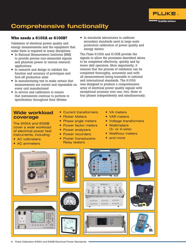 Datasheet Fluke Electrical Power Standard. Hubungi PT. Siwali Swantika ...