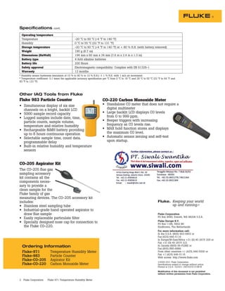 Datasheet Fluke 971. Hubungi PT. Siwali Swantika 021-45850618 | PDF