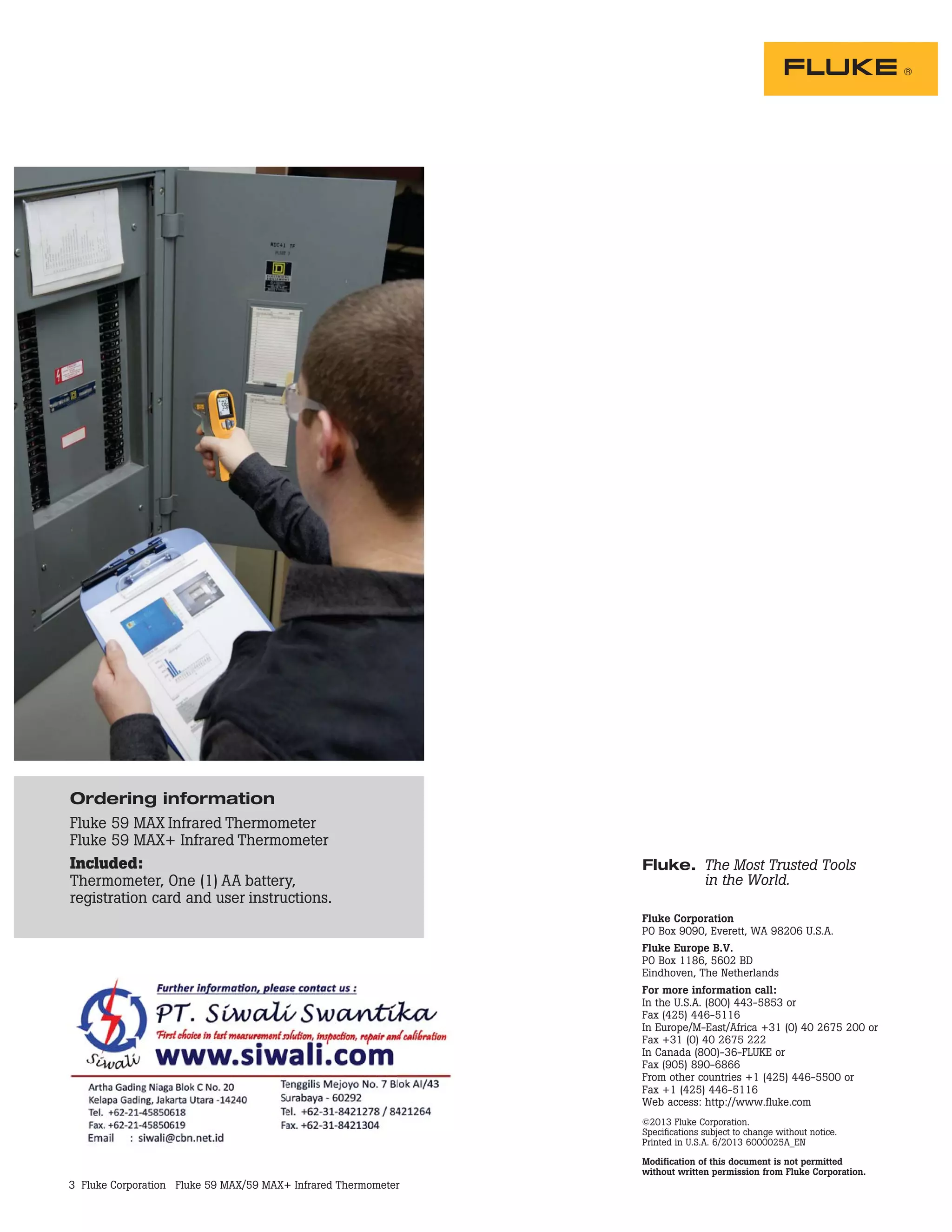 Datasheet Fluke 59 Max. Hubungi PT. Siwali Swantika 021-45850618 | PDF ...
