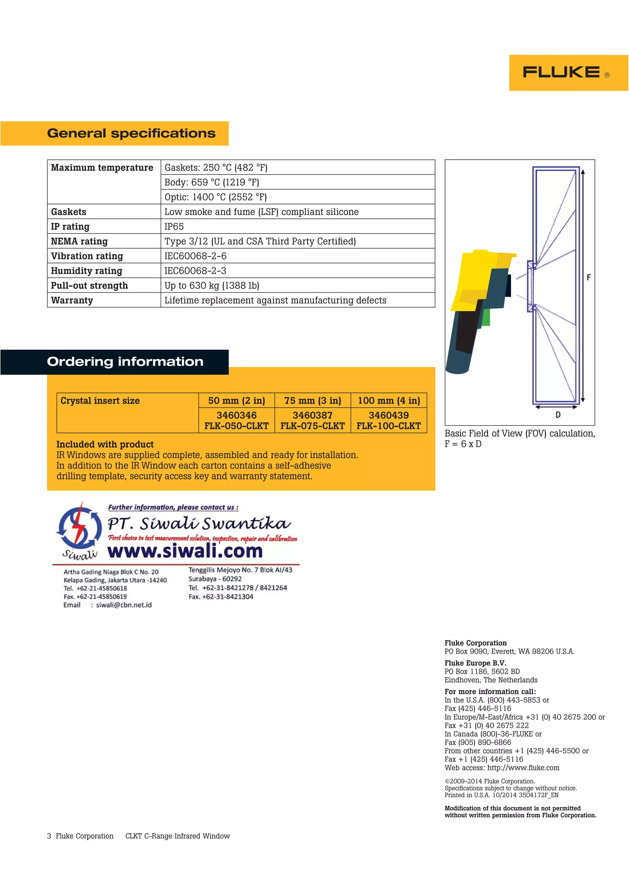 Datasheet Fluke CLKT Series. Hubungi PT. Siwali Swantika 021-45850618 | PDF