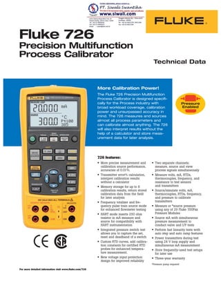 Datasheet Fluke 726. Hubungi PT. Siwali Swantika 021-45850618 | PDF