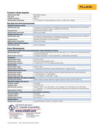 Datasheet Fluke 1750. Hubungi PT. Siwali Swantika 021-45850618 | PDF