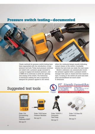 Pressure Switch Testing Device Fluke Catalog | Pressure Calibration Application and Solutions | PDF
