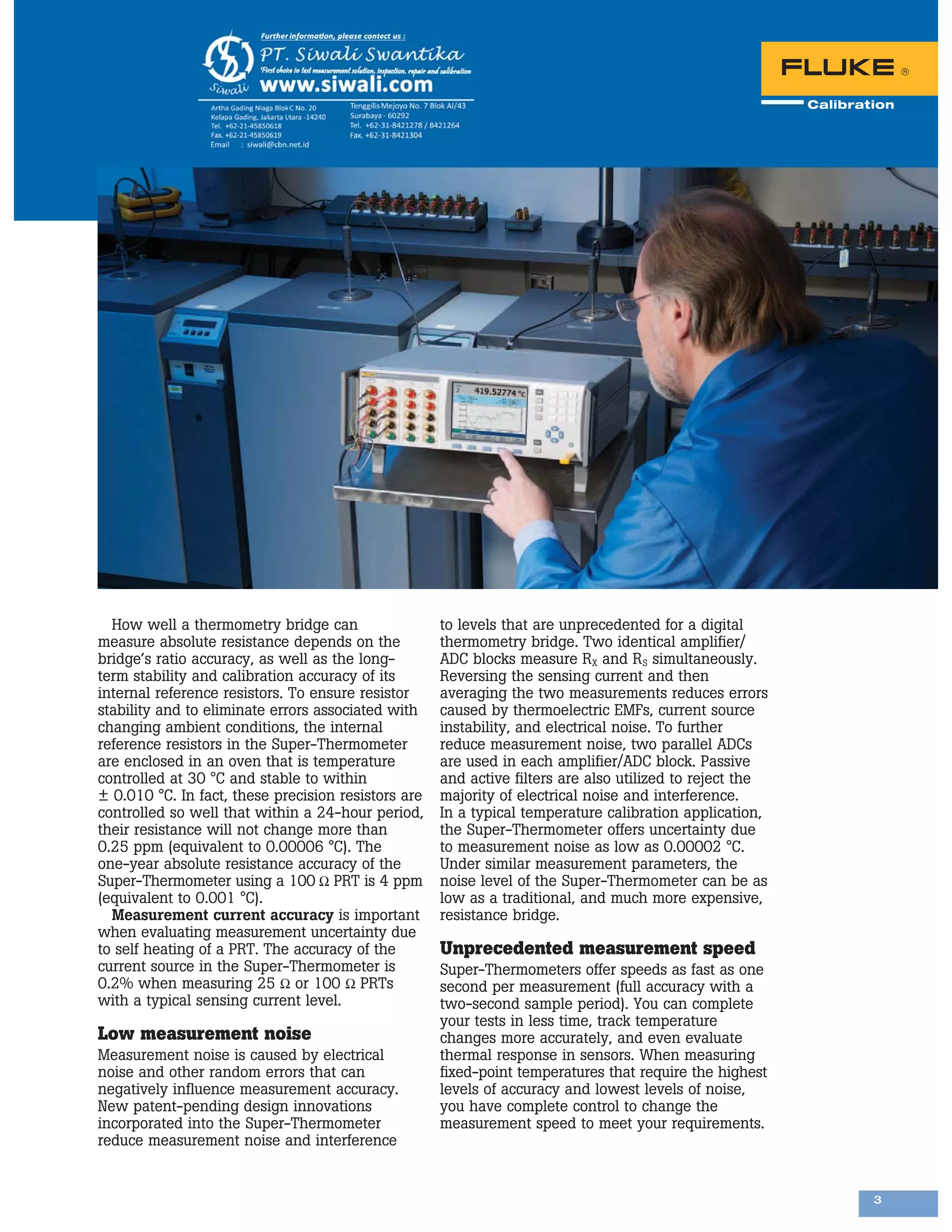 Datasheet Fluke Super-Thermometer. Hubungi PT. Siwali Swantika 021 ...