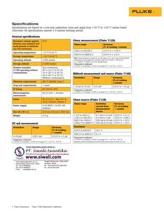 Datasheet Fluke 721B. Datasheet Fluke 714B. Hubungi PT. Siwali Swantika ...