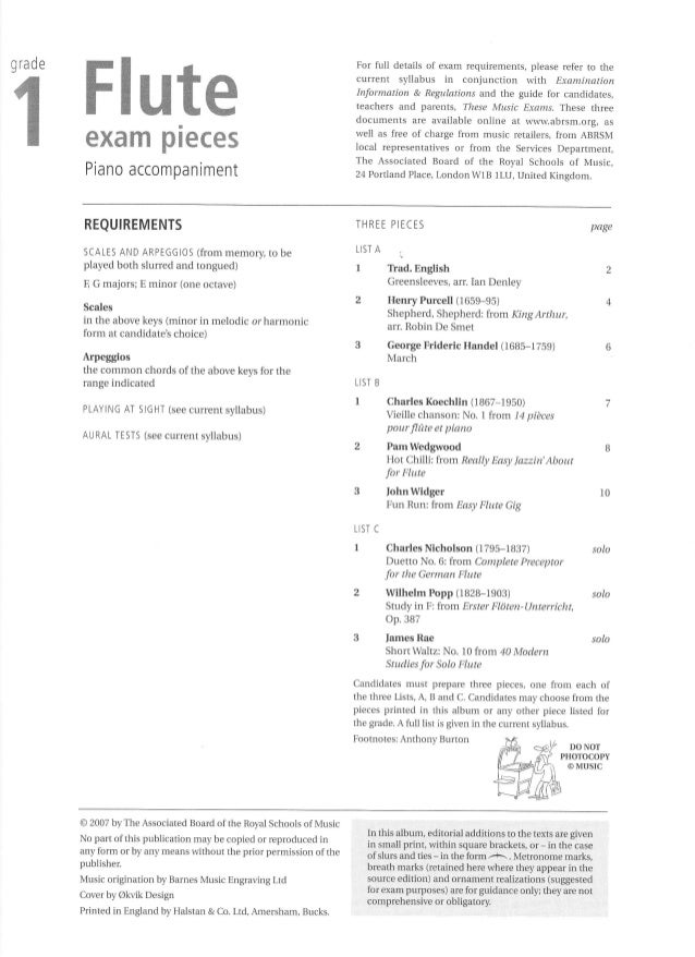 Flute exam pieces grade 1