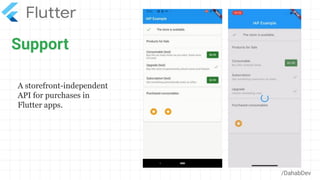 Support
/DahabDev
A storefront-independent
API for purchases in
Flutter apps.
 