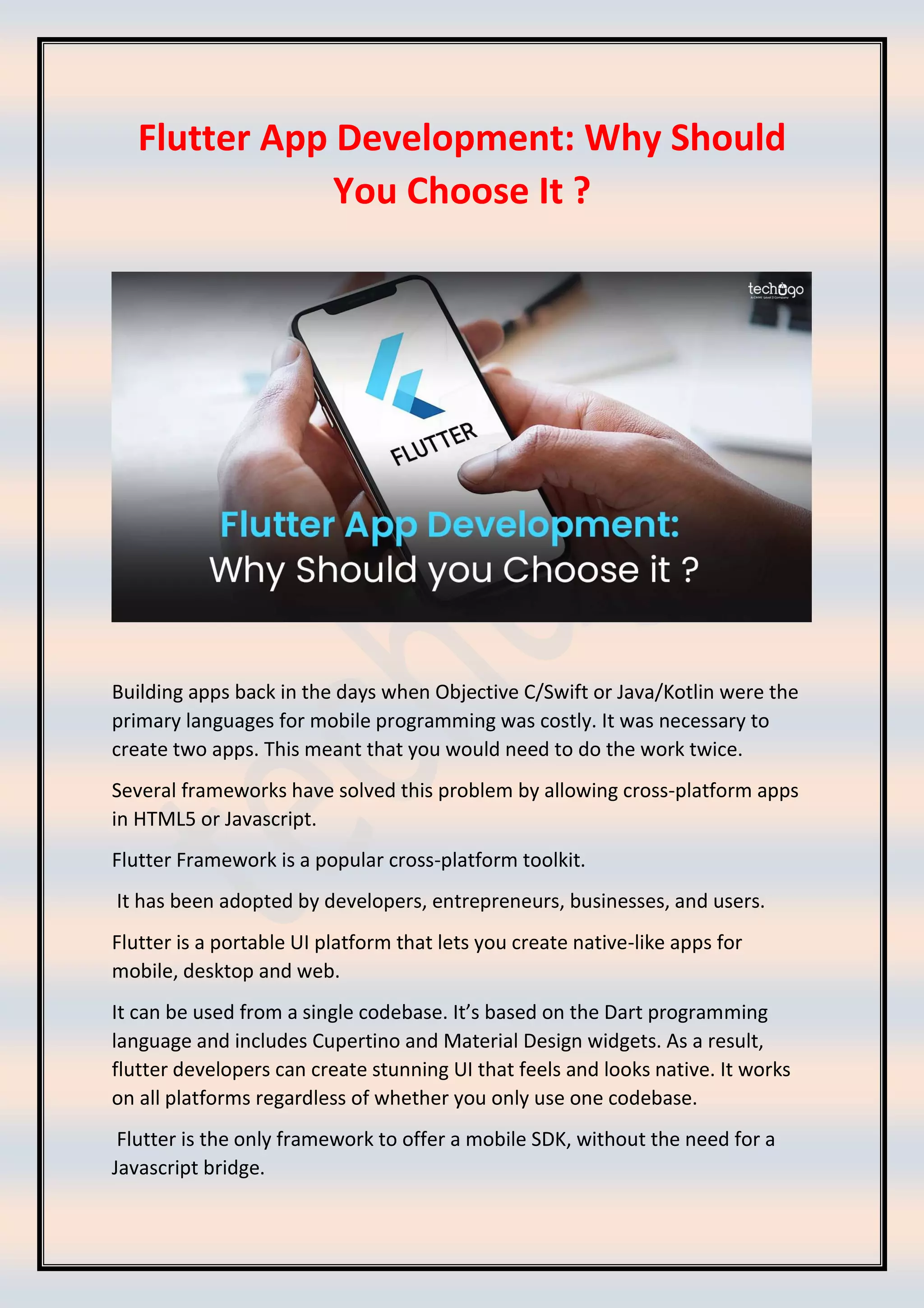 Flutter App Development- Why Should You Choose It . | PDF