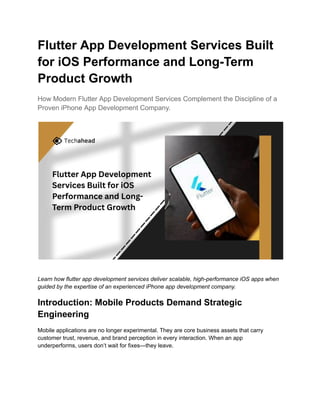 Flutter App Development Services Built for iOS Performance and Long ...