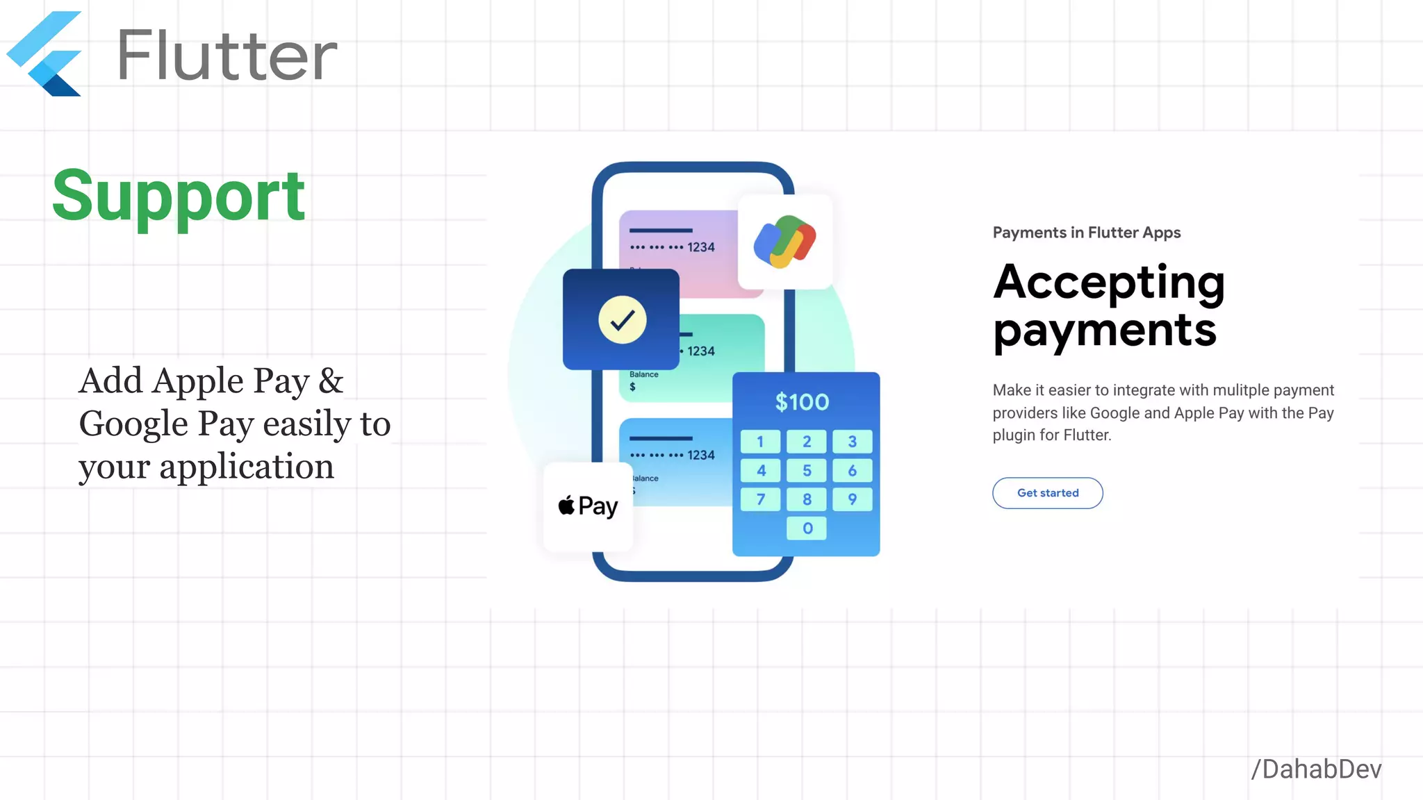 Support
/DahabDev
Add Apple Pay &
Google Pay easily to
your application
 