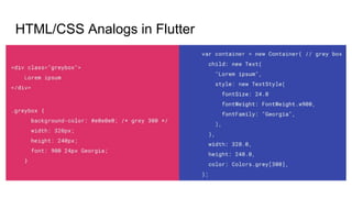 HTML/CSS Analogs in Flutter
 