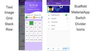 Image
Grid
Text
Stack
Row
Scaffold
MaterialApp
Switch
Divider
Icons
 
