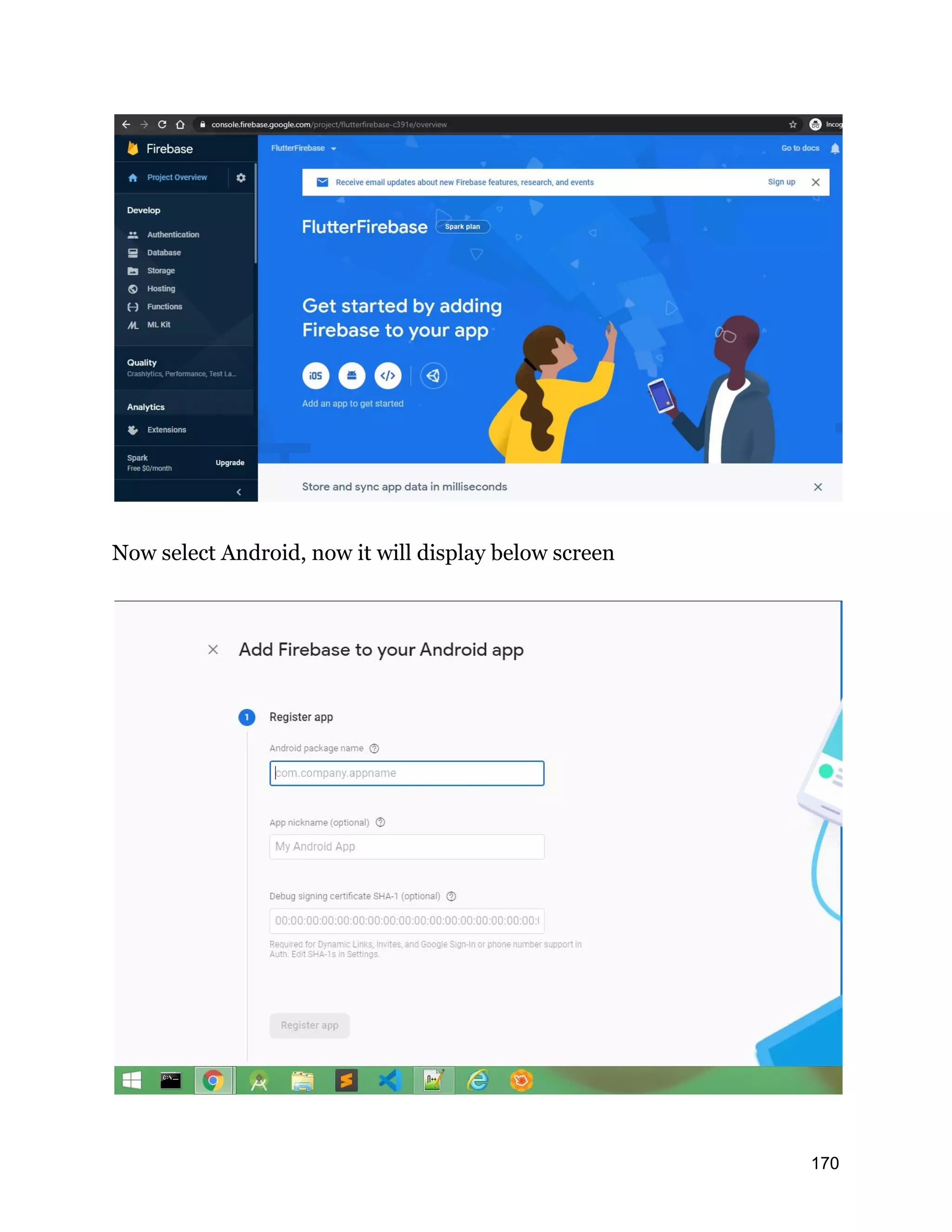 Now select Android, now it will display below screen 170 